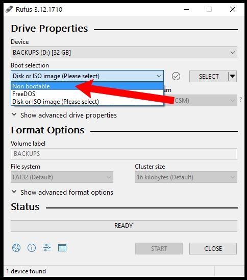 how to format a usb drive in old fat32 with windows 10
