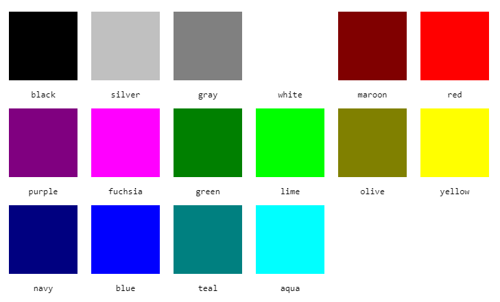 16 种基本颜色