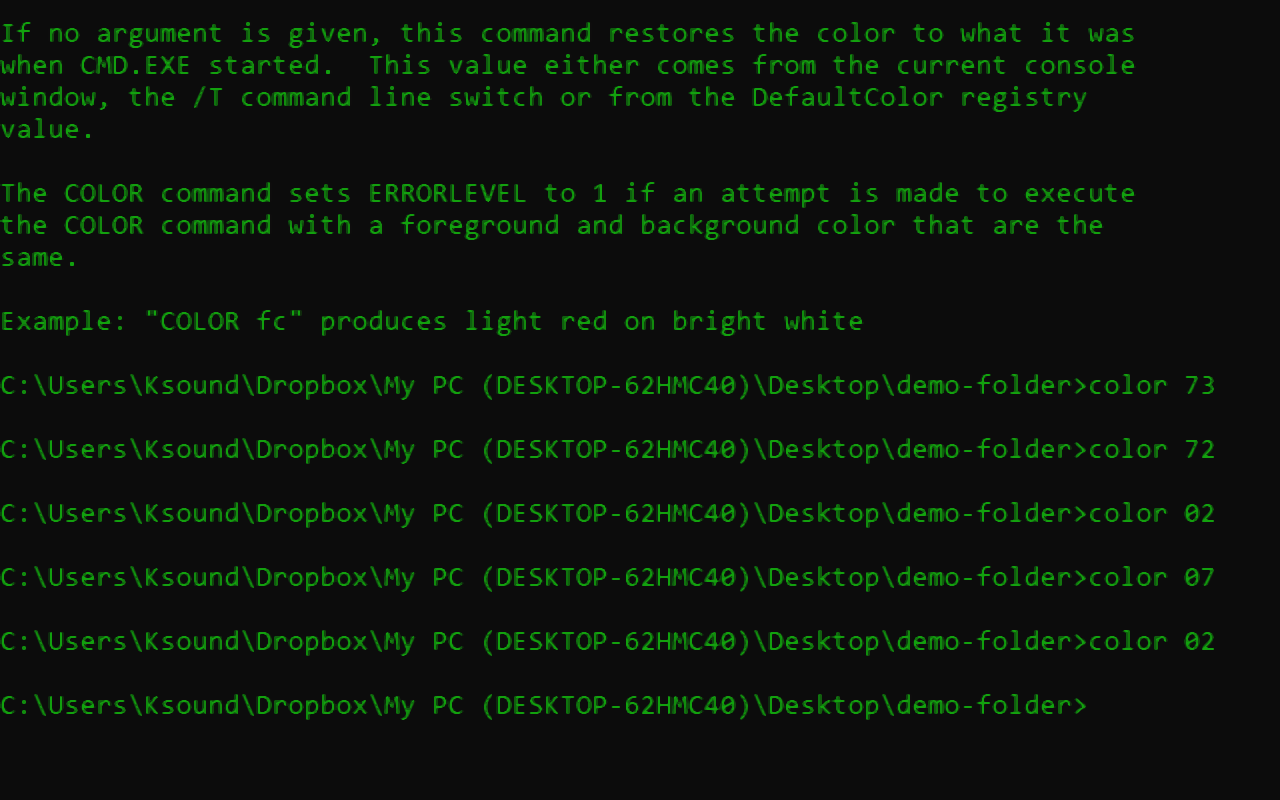 How to look like a hacker, change cmd color