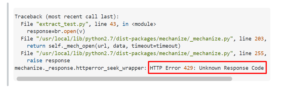 HTTP Error 429: Too Many Request. Limit on total number of