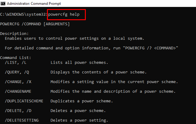 windows 10 command prompt list function