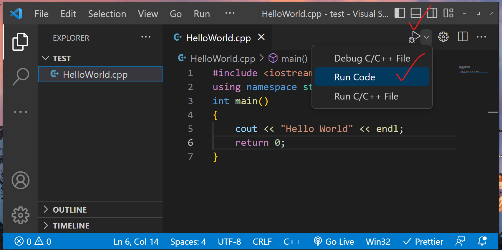 C++ programming with Visual Studio Code
