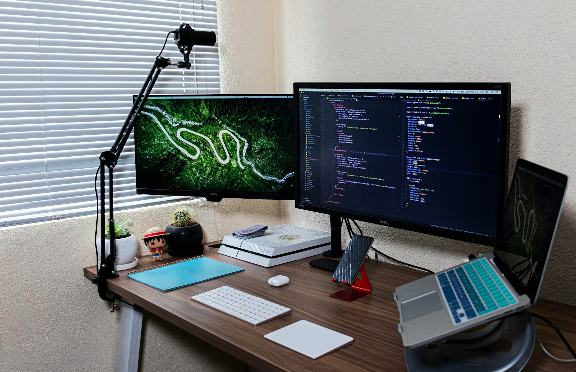 Coding Desk. Two Monitor coding Desk.