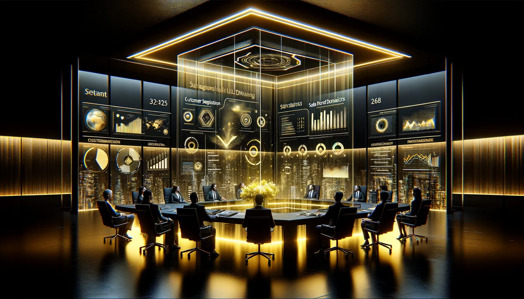 DALL-E-2024-06-02-23.52.07---Imagine-a-futuristic-boardroom-with-holographic-displays-showing-insights-from-customer-segmentation--sales-trends--and-product-dynamics.-The-room-is