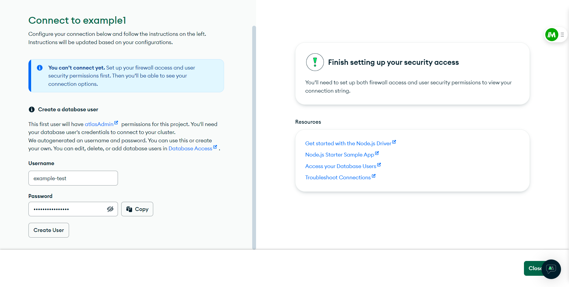 Creating Username and password