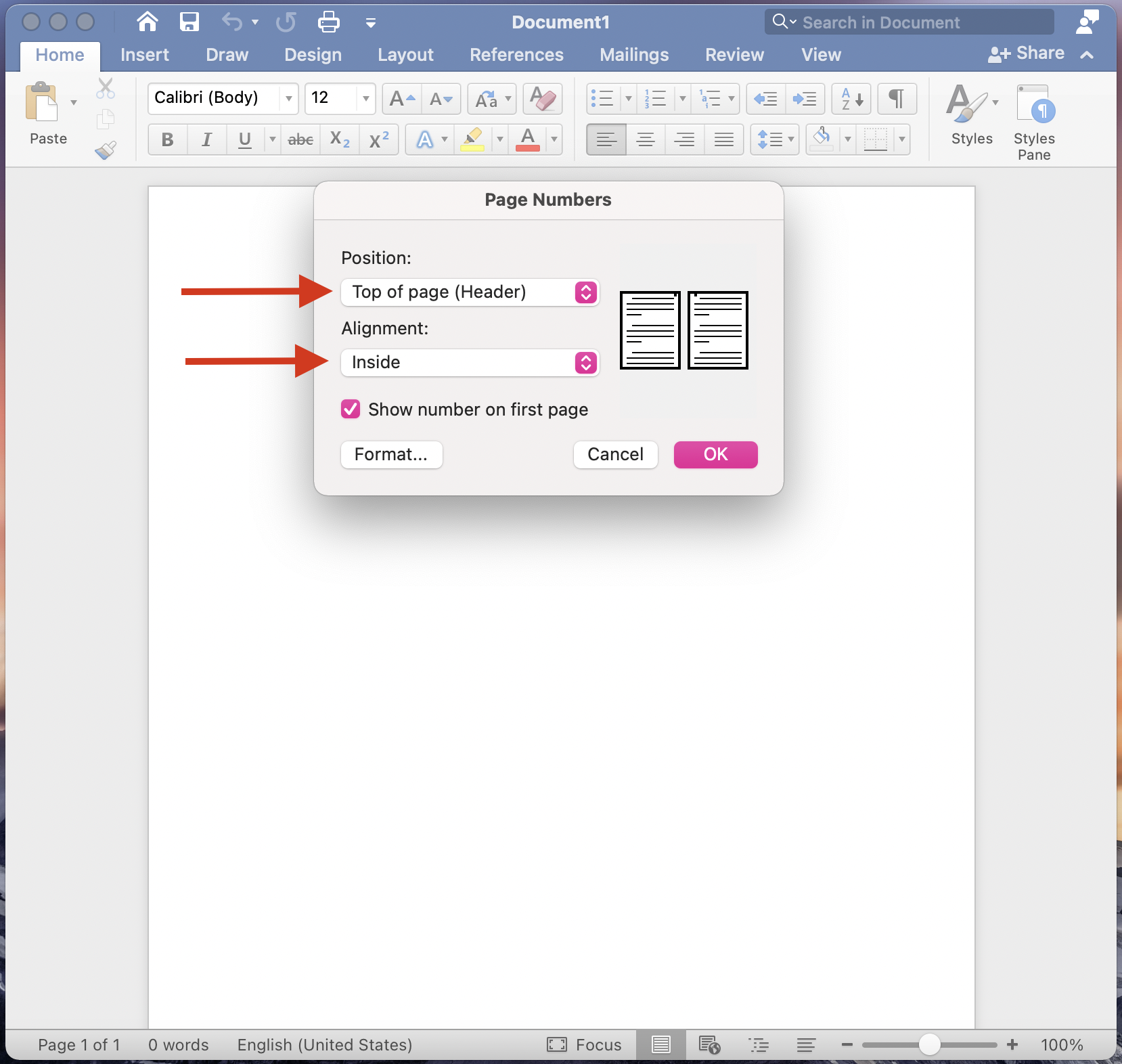 how to add page number in microsoft word