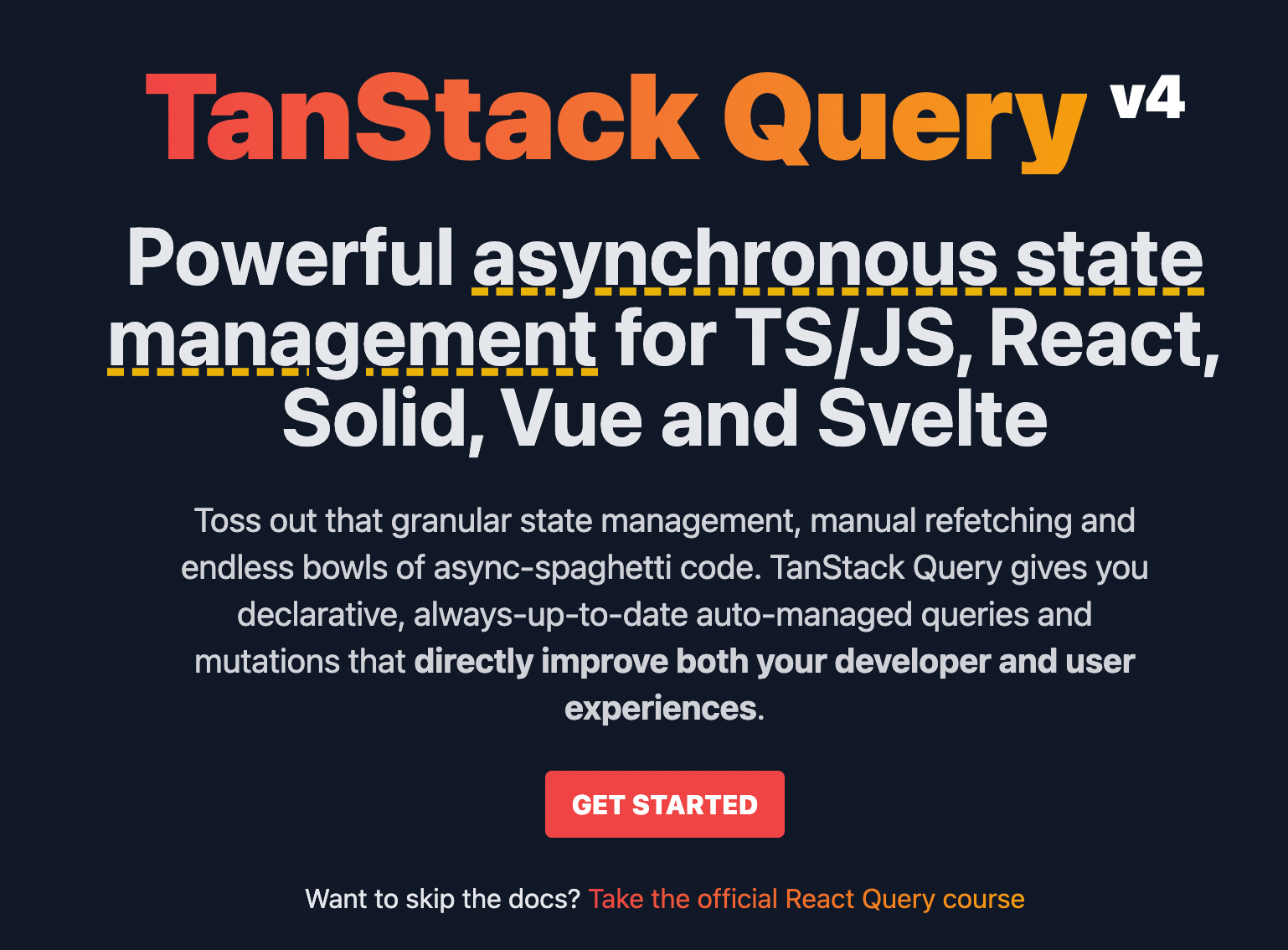 Tanstack react query. Tanstack query. React query.